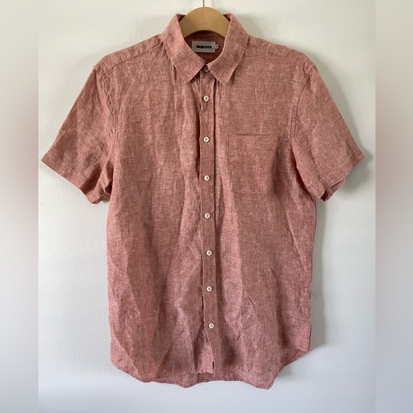 Taylor Stitch California 100% Hemp Shirt in Dried Cherry Short Sleeve Size 40